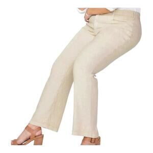 NYDJ Curves 360 Linen Blend Trouser Pants Size 4 Tan Mid Rise